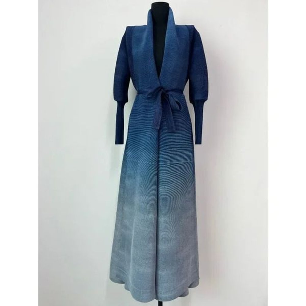 miyake pleated spring womens robe coat fashion gradual starry sky