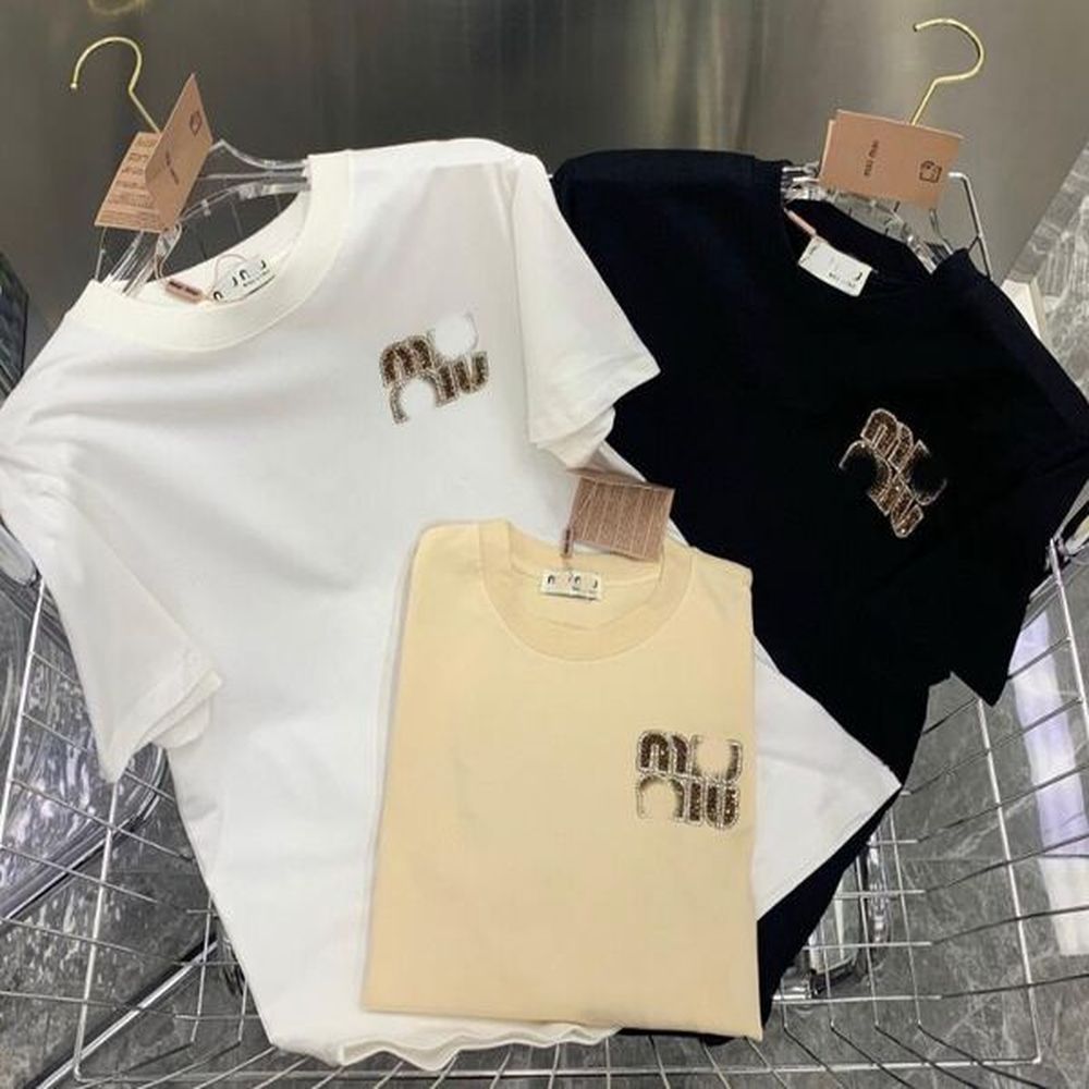 mm designer t shirt woman short sleeve rhinestone brand women