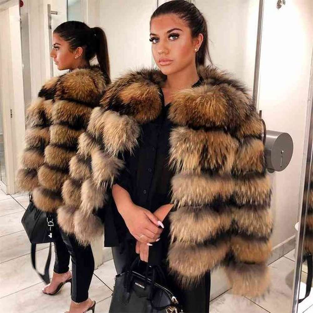 mmk winter women fur jacket real fur coat natural raccoon