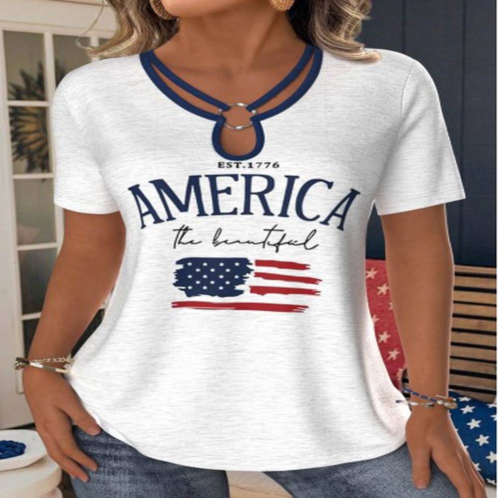 modlily american flag white short sleeve t shirt xl