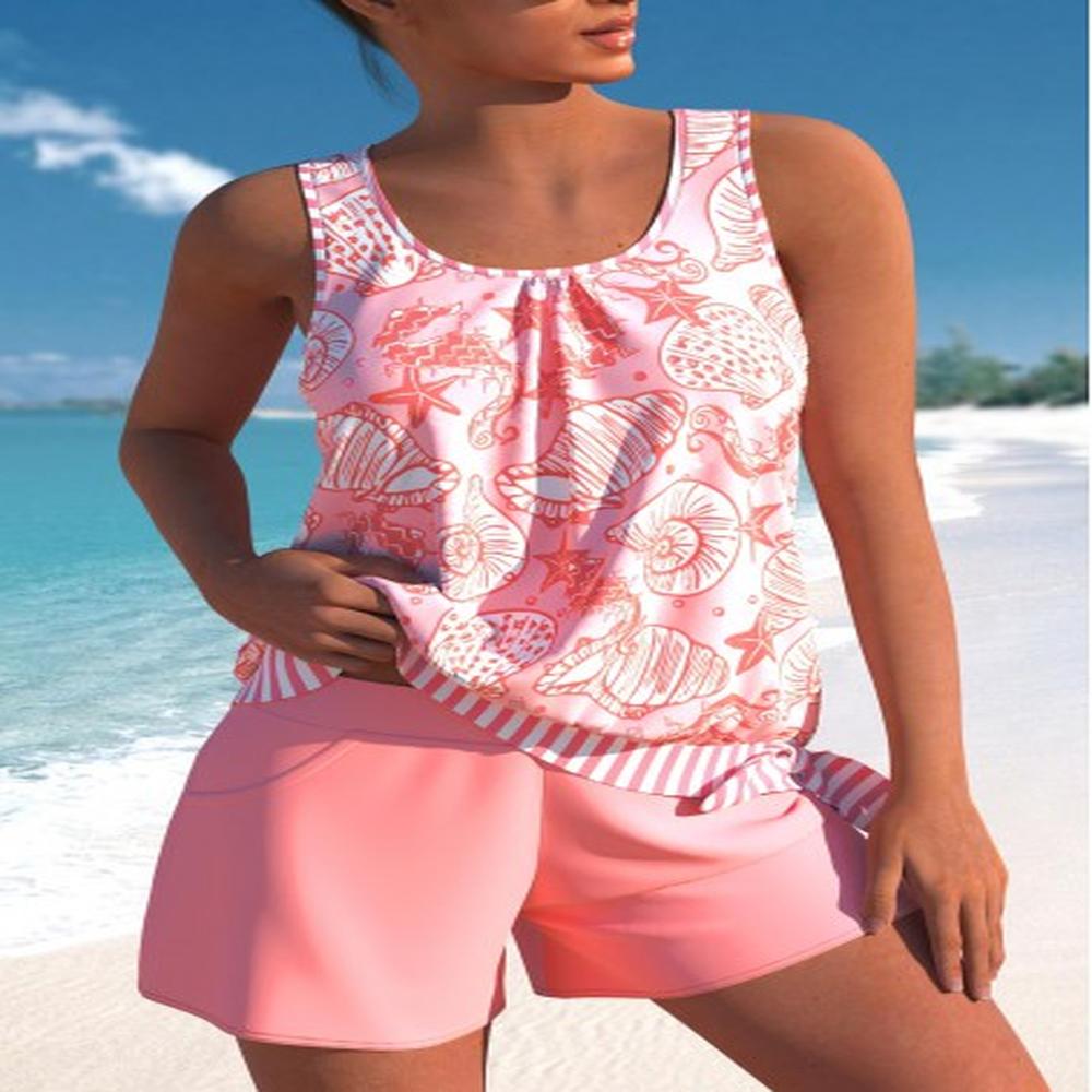 modlily asymmetry mid waisted animal print tankini set s