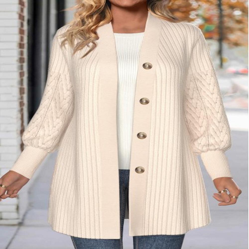 modlily beige button lace long sleeve coat l
