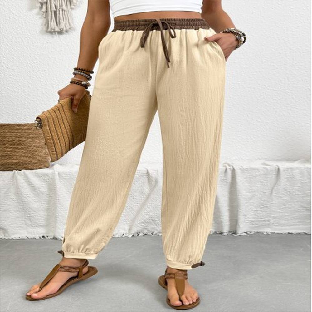 modlily beige jogger drawastring high waisted pants s