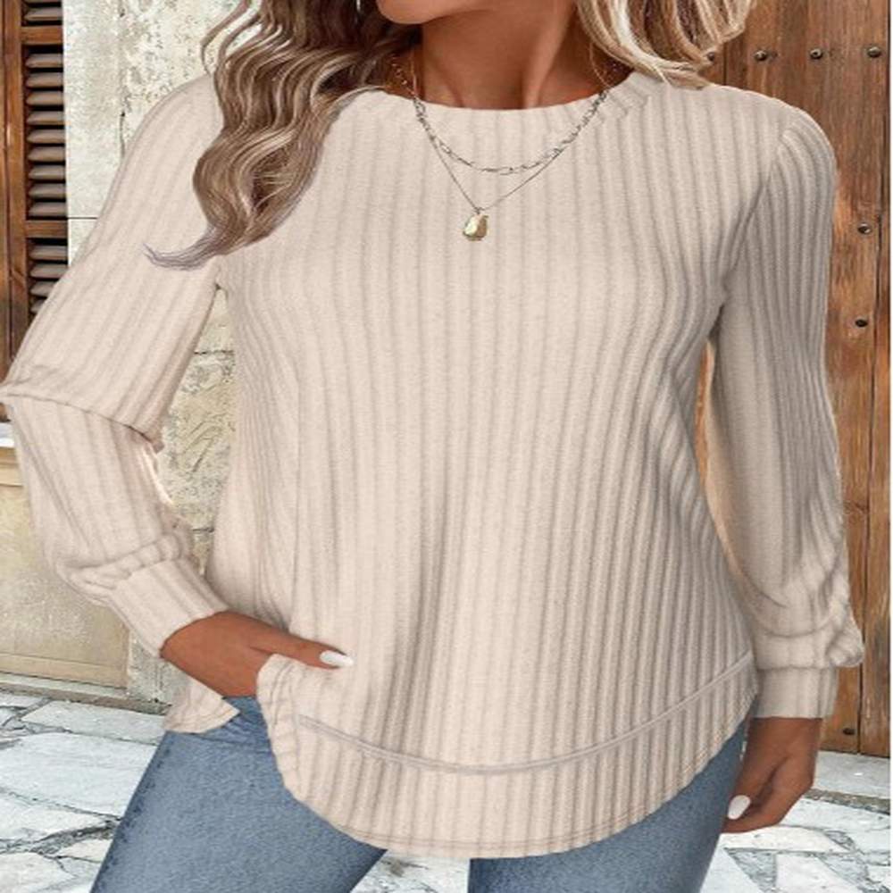 modlily beige long sleeve round neck sweatshirt l