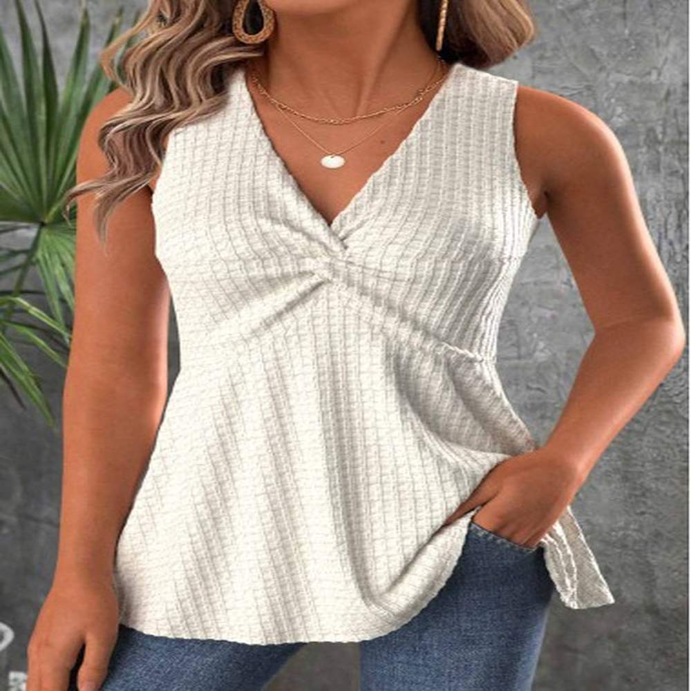 modlily beige sleeveless v neck tank top xxl