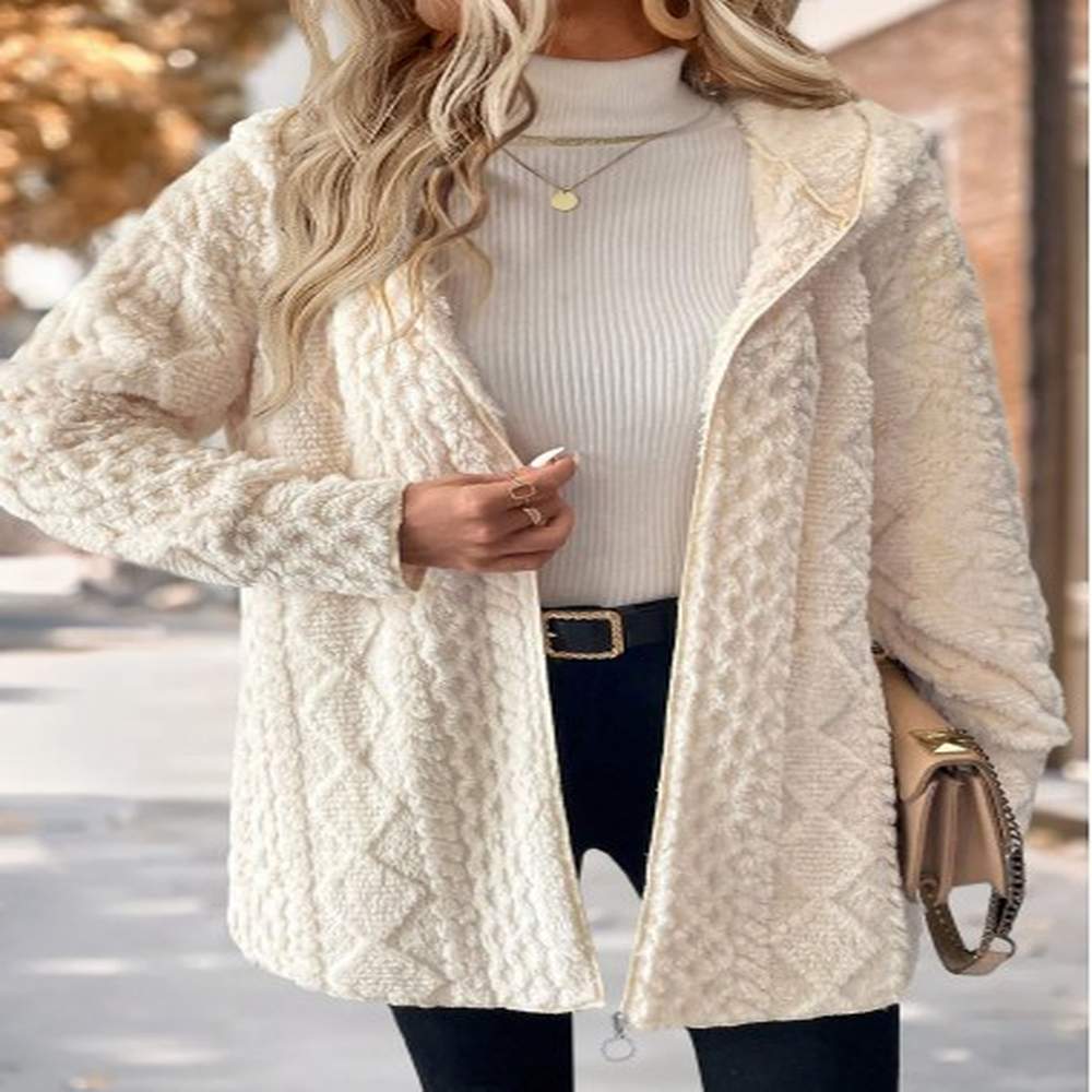 modlily beige tummy coverage long sleeve hooded coat m