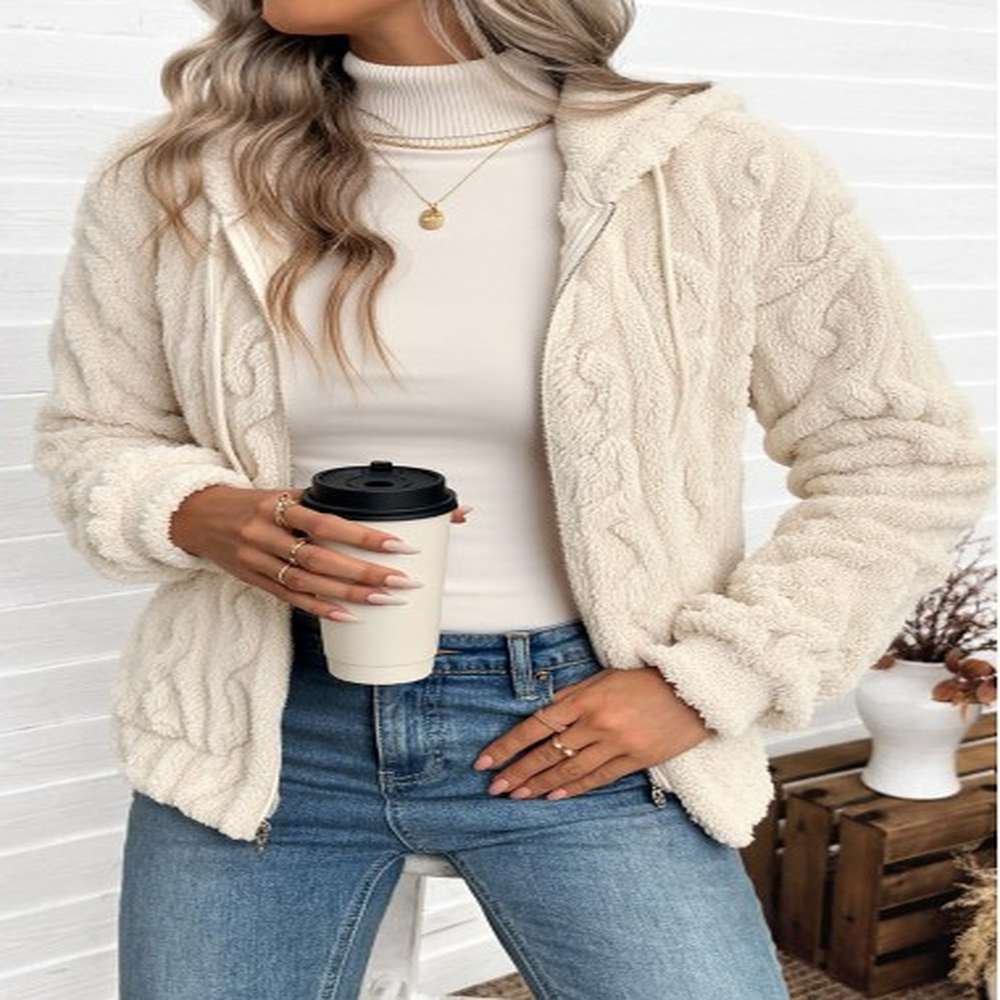 modlily beige tummy coverage long sleeve hooded coat xxl