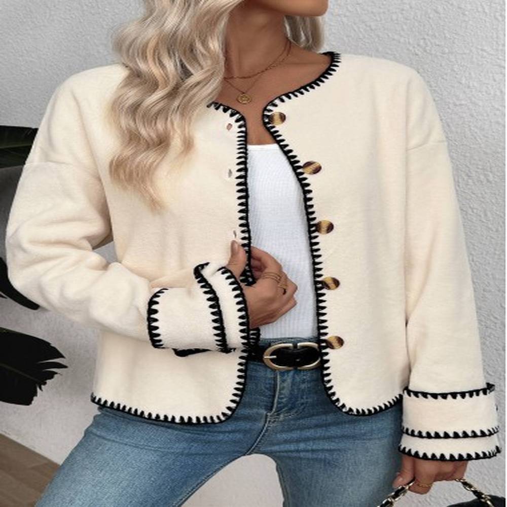 modlily beige tummy coverage long sleeve round neck coat