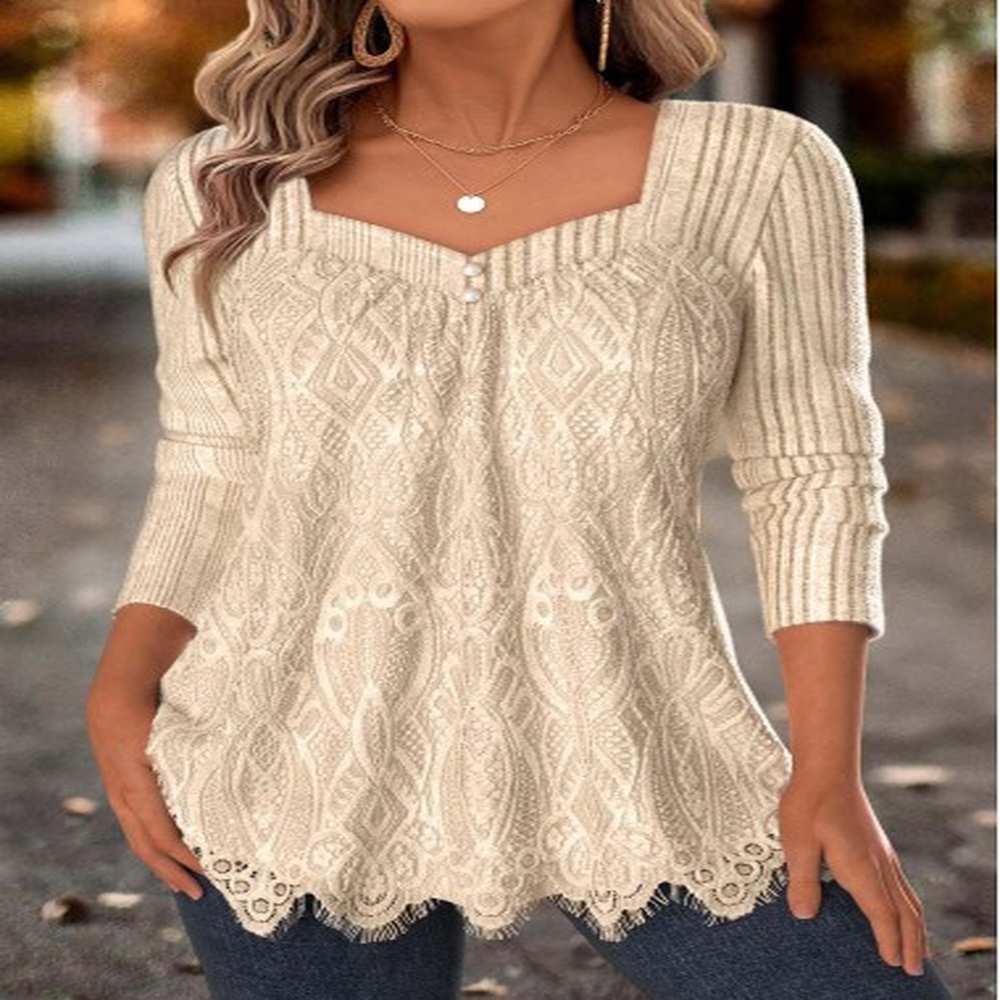 modlily beige tummy coverage long sleeve square neck t shirt