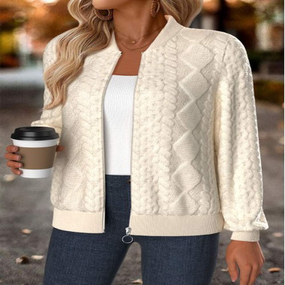modlily beige tummy coverage long sleeve stand collar jacket