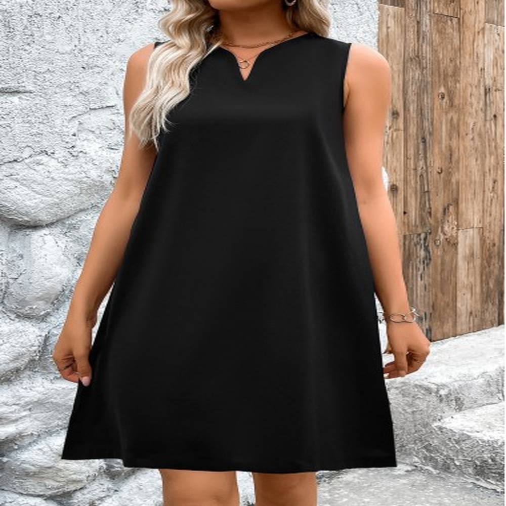 modlily black a line sleeveless split neck dress s