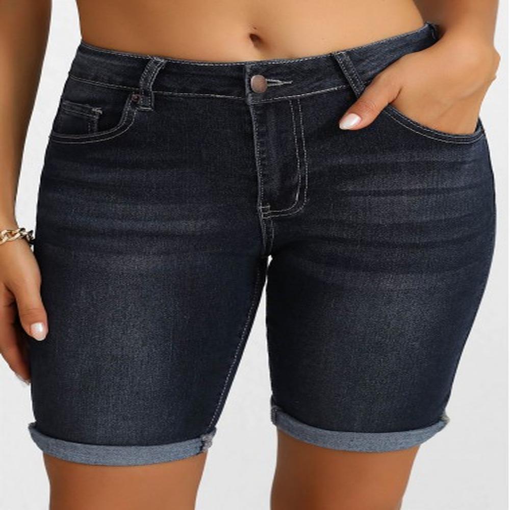 modlily black button regular high waisted denim shorts xl