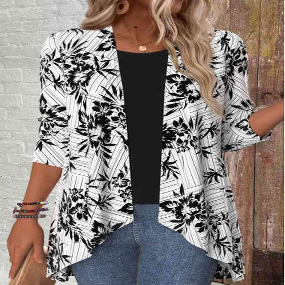 modlily black floral print sleeve light cardigan l