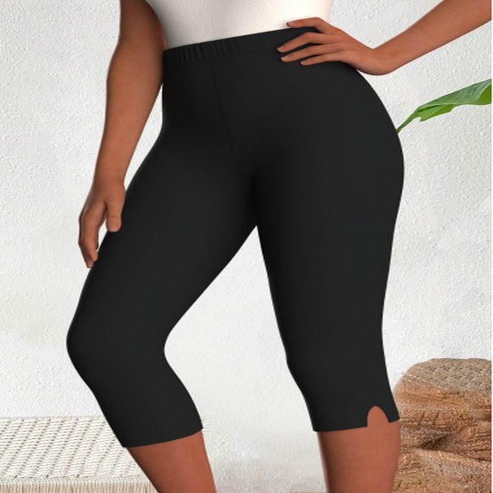 modlily black high waisted capri elastic waist leggings l