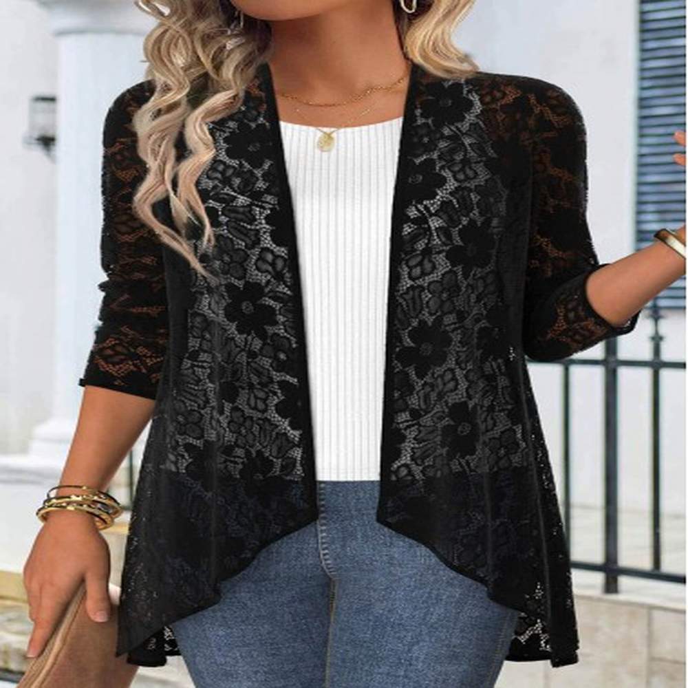 modlily black lace sleeve light cardigan s