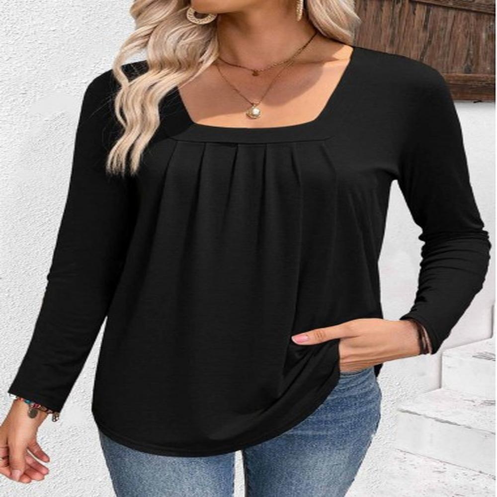 modlily black long sleeve square neck t shirt xl