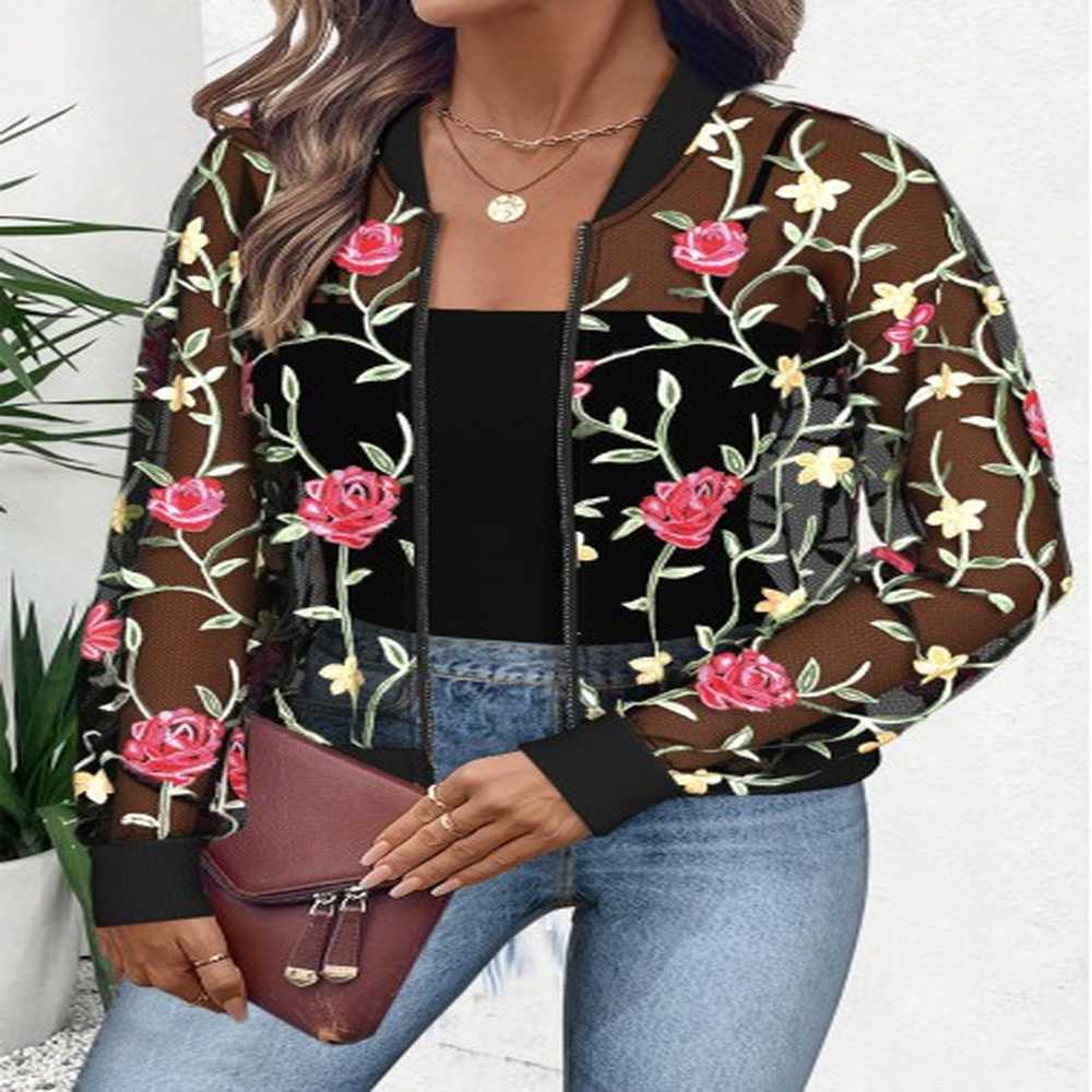 modlily black long sleeve stand collar track jacket s