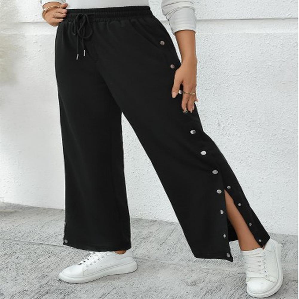 modlily black pocket wide leg elastic waist high waisted pants