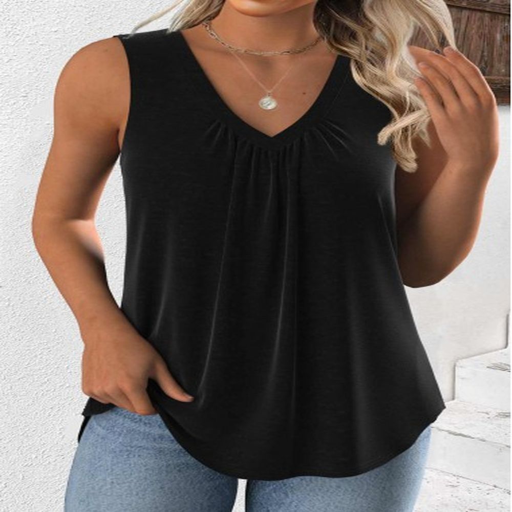 modlily black sleeveless v neck tank top m