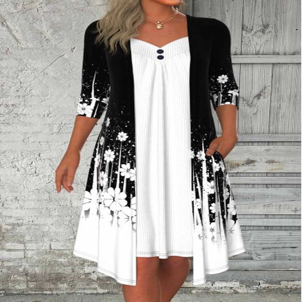 modlily black tummy coverage floral print sleeve dress