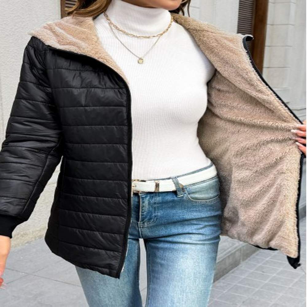 modlily black tummy coverage long sleeve hooded coat s