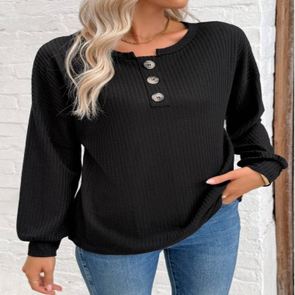 modlily black tummy coverage long sleeve round neck sweatshirt