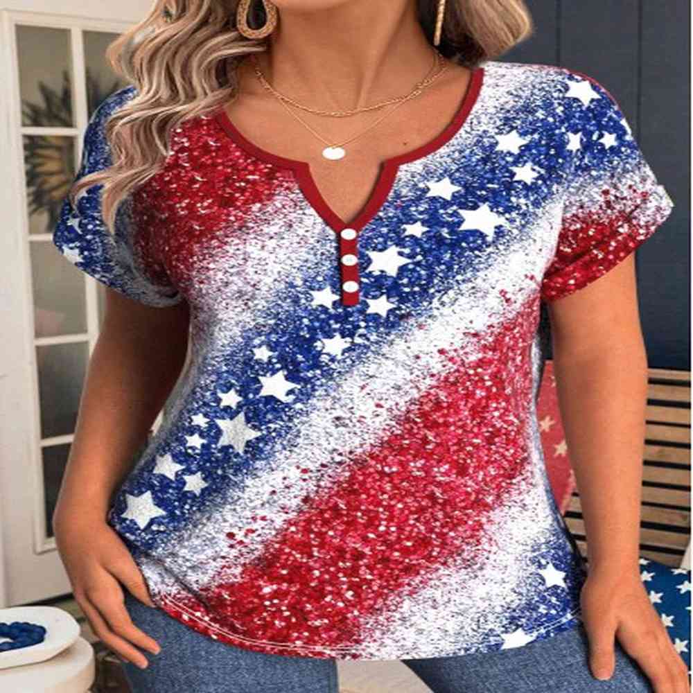 modlily blue american flag print short sleeve t shirt