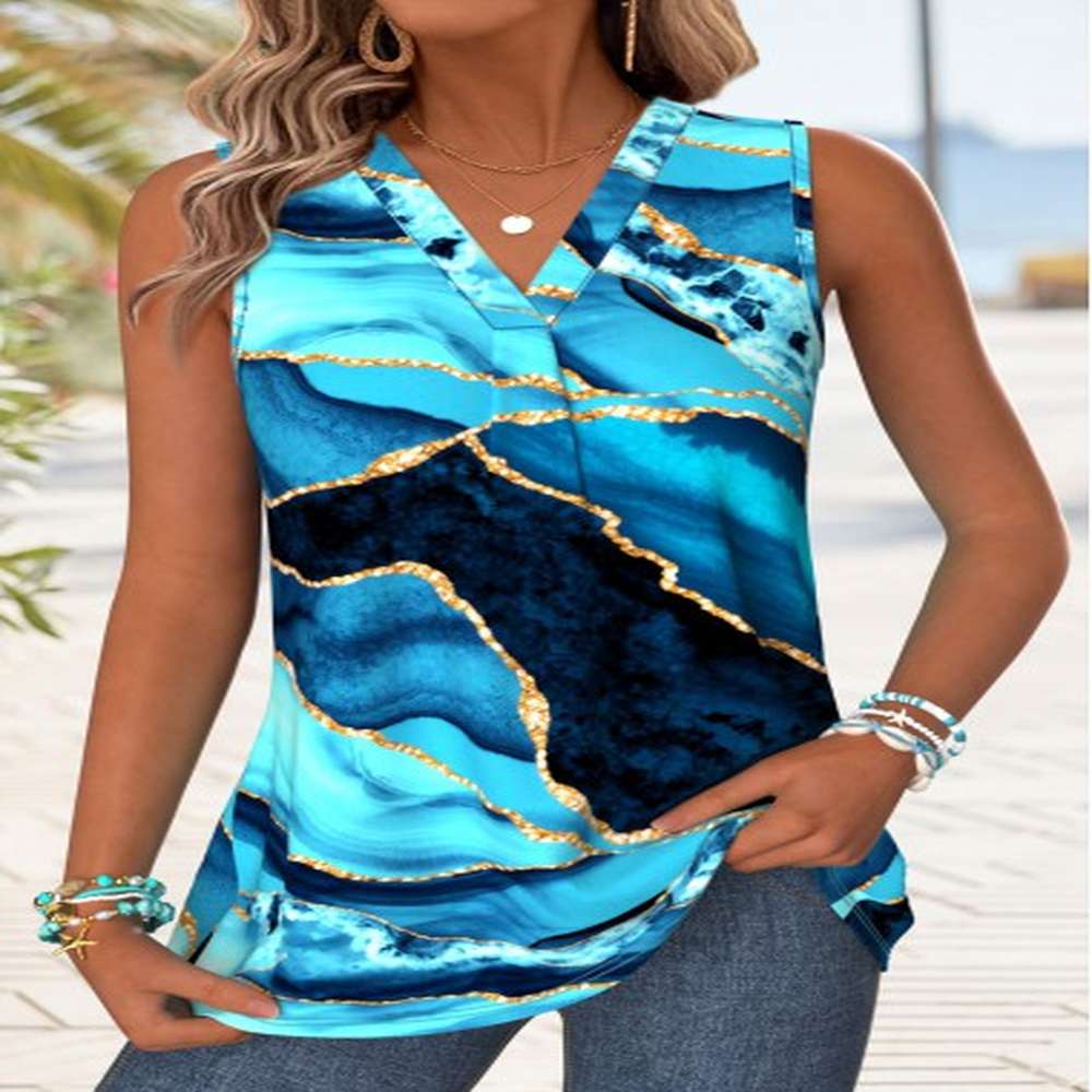 modlily blue ombre sleeveless v neck tank top l