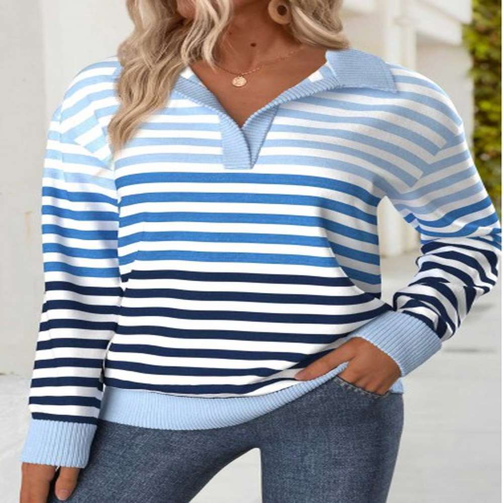 modlily blue tummy coverage striped long sleeve sweatshirt xl