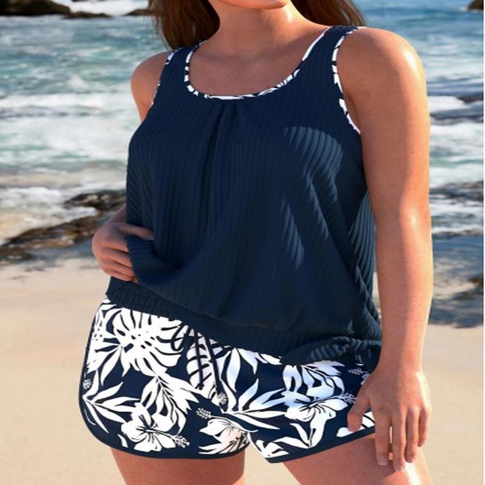 modlily bowknot floral print navy tankini set l