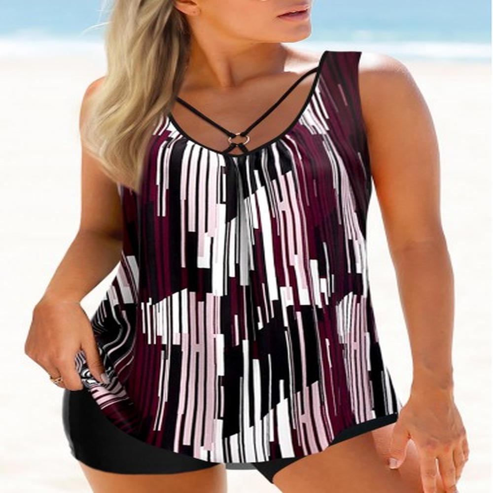 modlily color block metal ring detail tankini set s