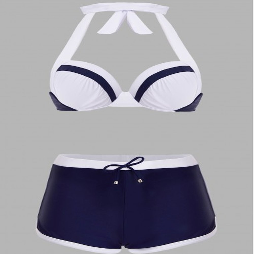 modlily contrast knot detail halter bikini set xl