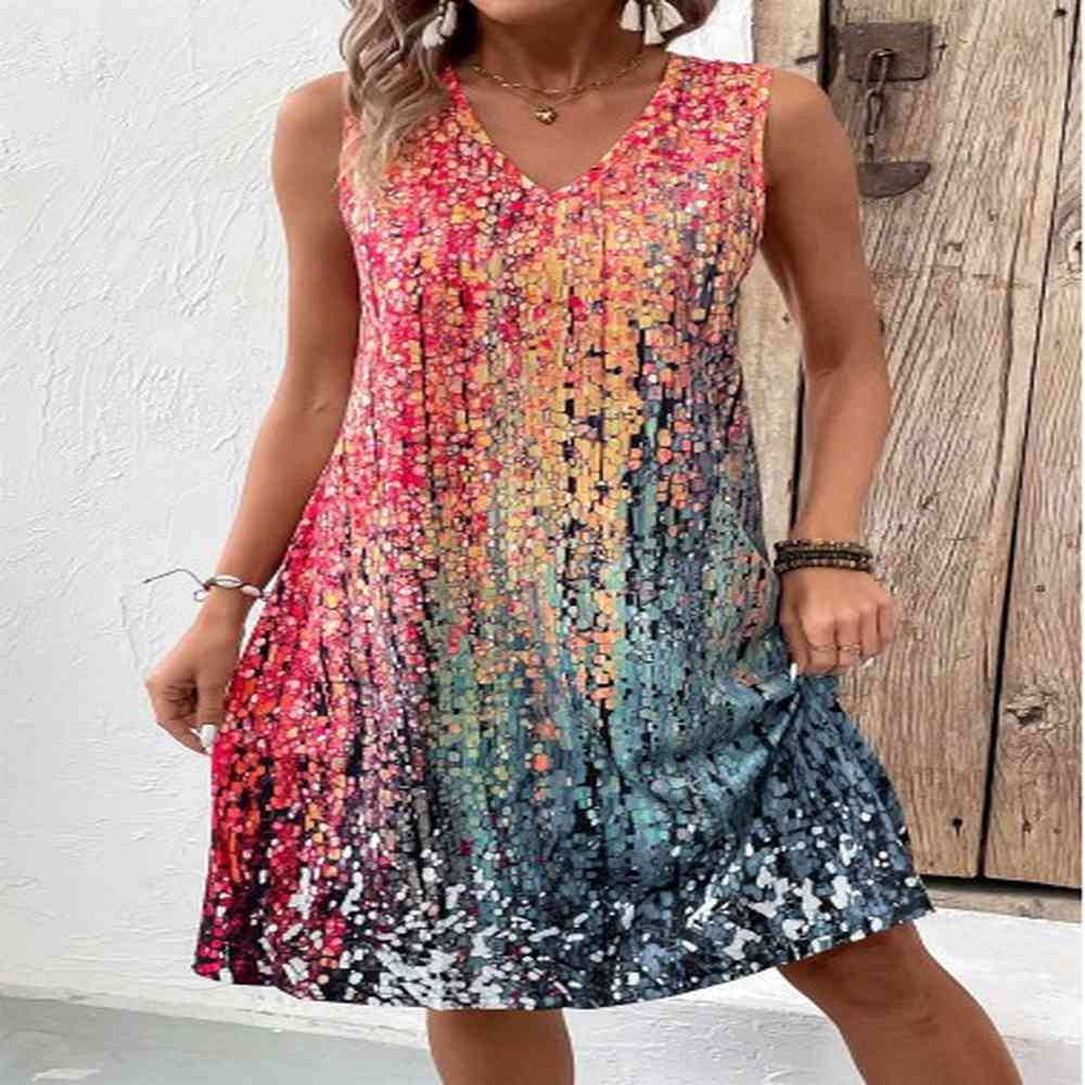 modlily coral a line sleeveless v neck dress m