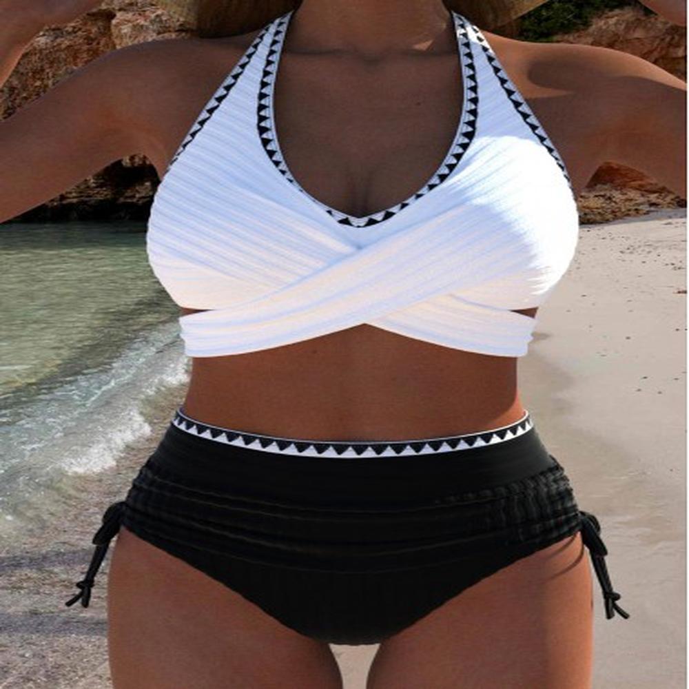 modlily criss cross adjustable black bikini set xs