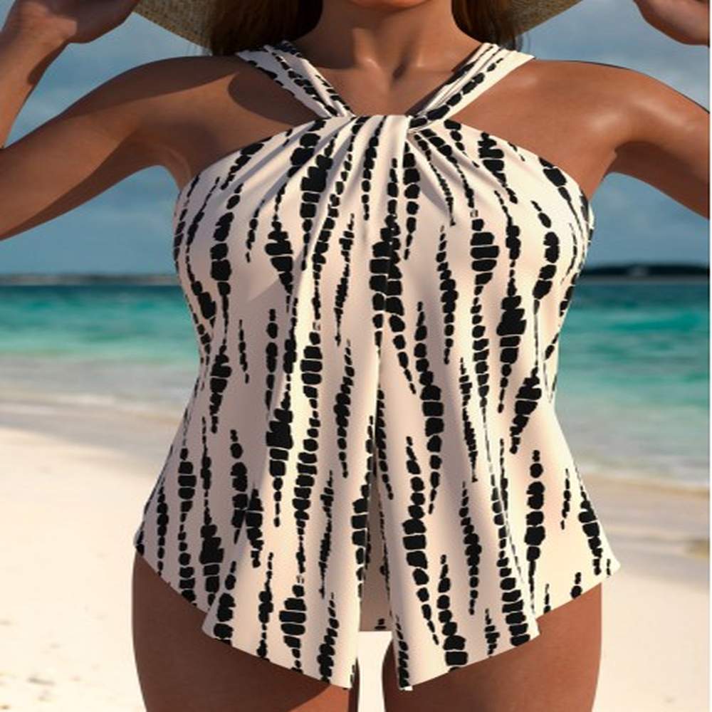 modlily criss cross tie dye print one piece swimwear