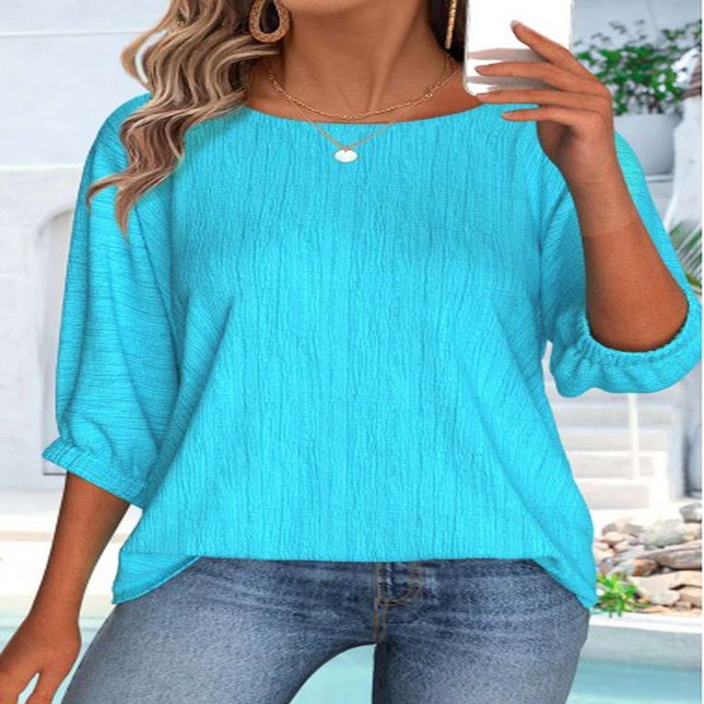 modlily cyan sleeve round neck blouse s