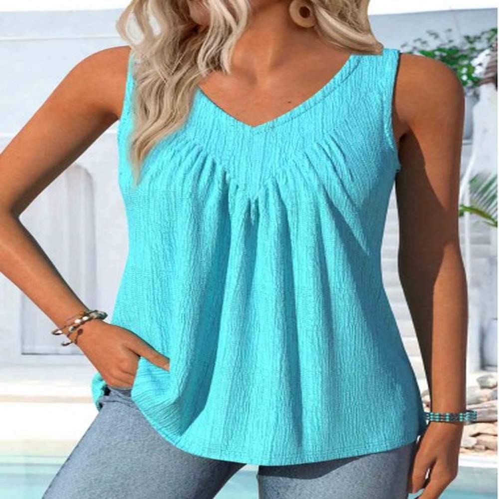 modlily cyan sleeveless v neck tank top xl