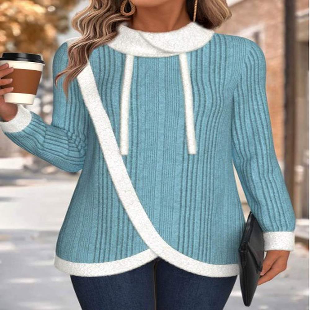 modlily cyan tummy coverage long sleeve cowl neck sweatshirt