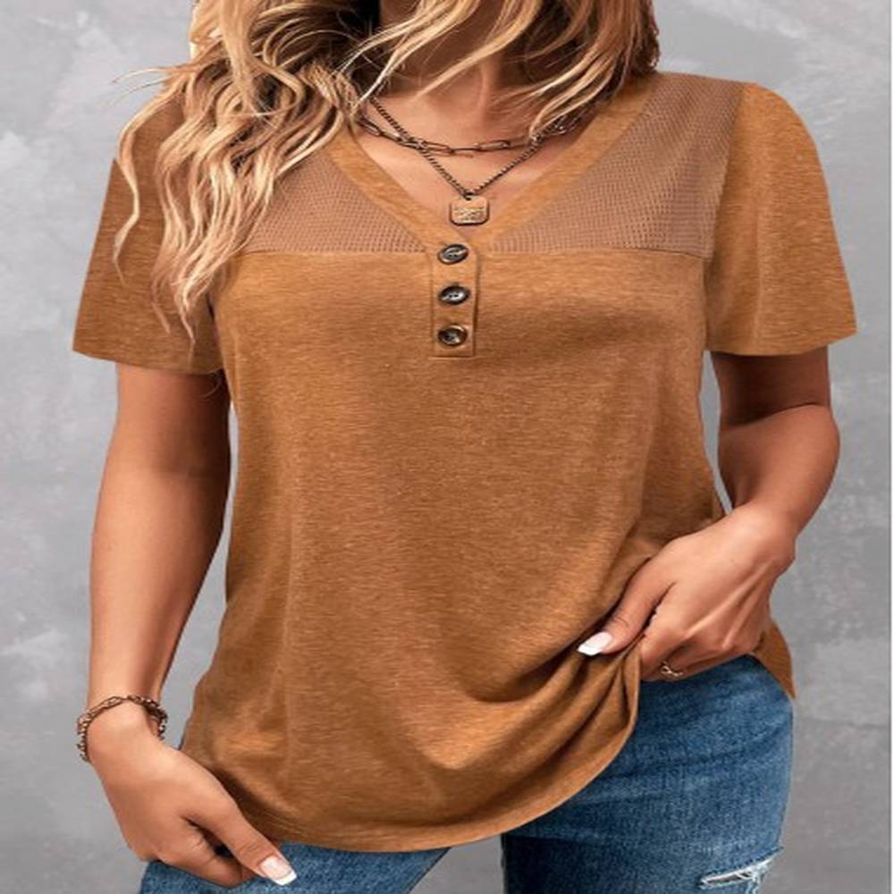 modlily dark camel patchwork short sleeve t shirt m