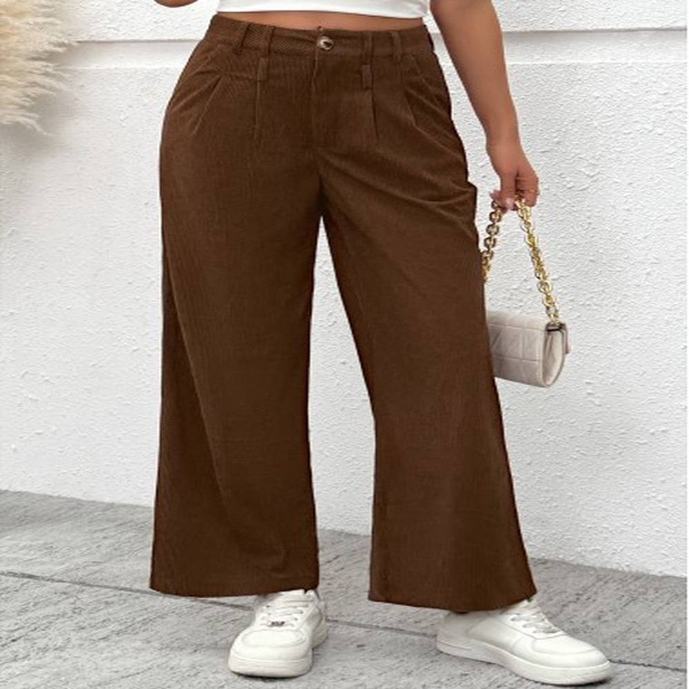 modlily dark coffee wide leg button fly high waisted pants