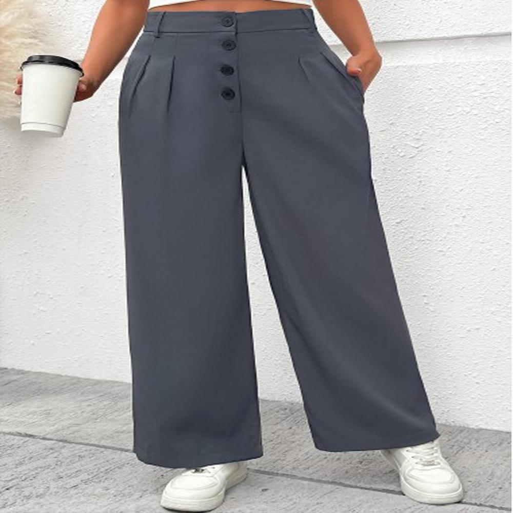 modlily dark grey flowy wide leg button fly pants