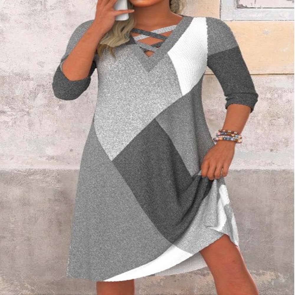 modlily dark grey marl criss cross a line dress
