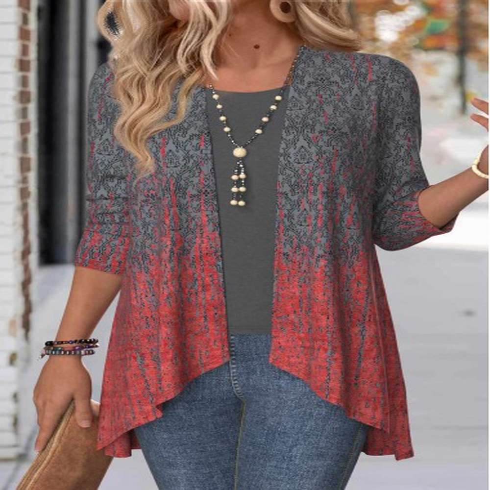 modlily dark grey ombre long sleeve open front coat