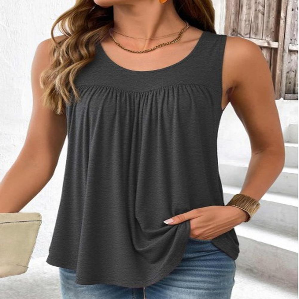 modlily dark grey sleeveless round neck tank top xl