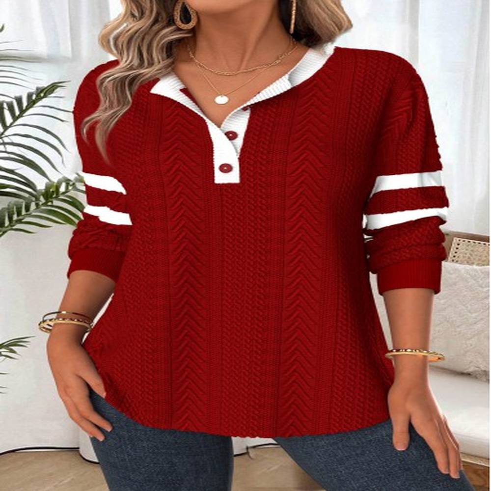 modlily deep red tummy coverage long sleeve split neck sweatshirt
