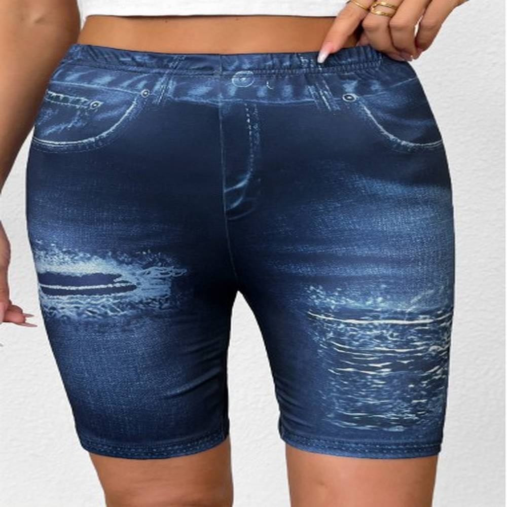 modlily denim blue ombre mid waisted knee length leggings