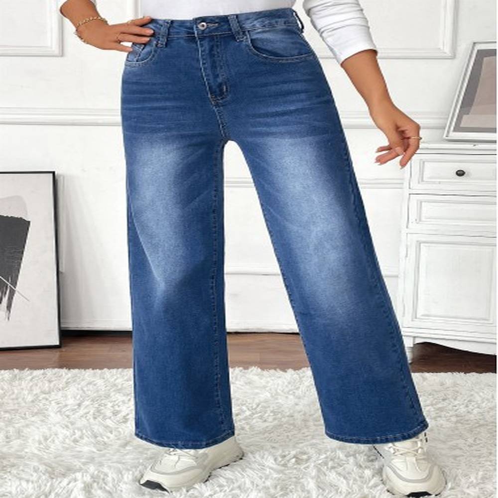 modlily denim blue pocket wide leg button fly pants