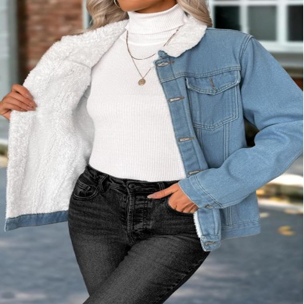modlily denim blue tummy coverage long sleeve coat s