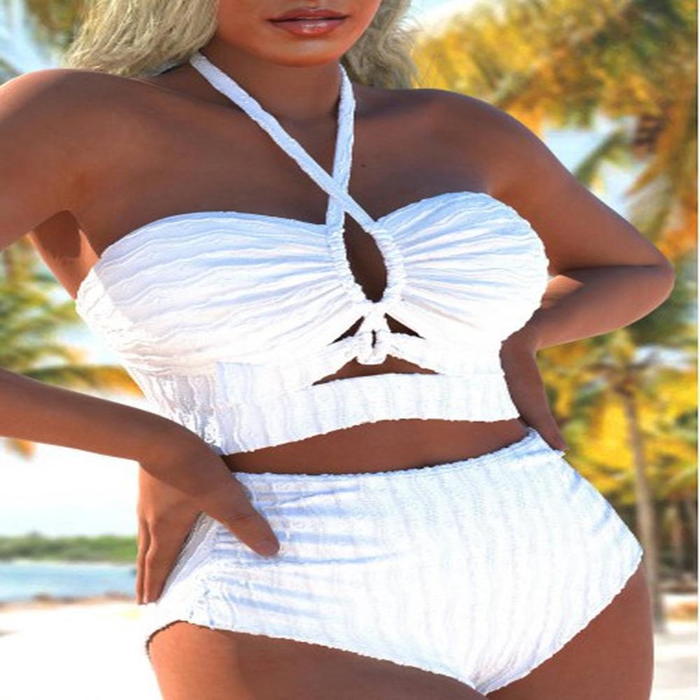 modlily drawstring cut out white bikini set xs