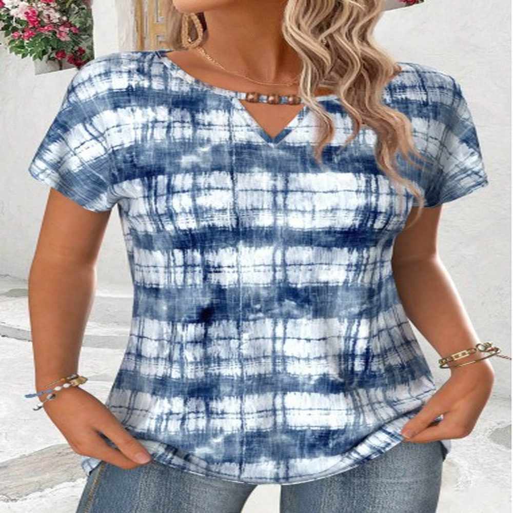 modlily dusty blue cut out tie dye print t shirt